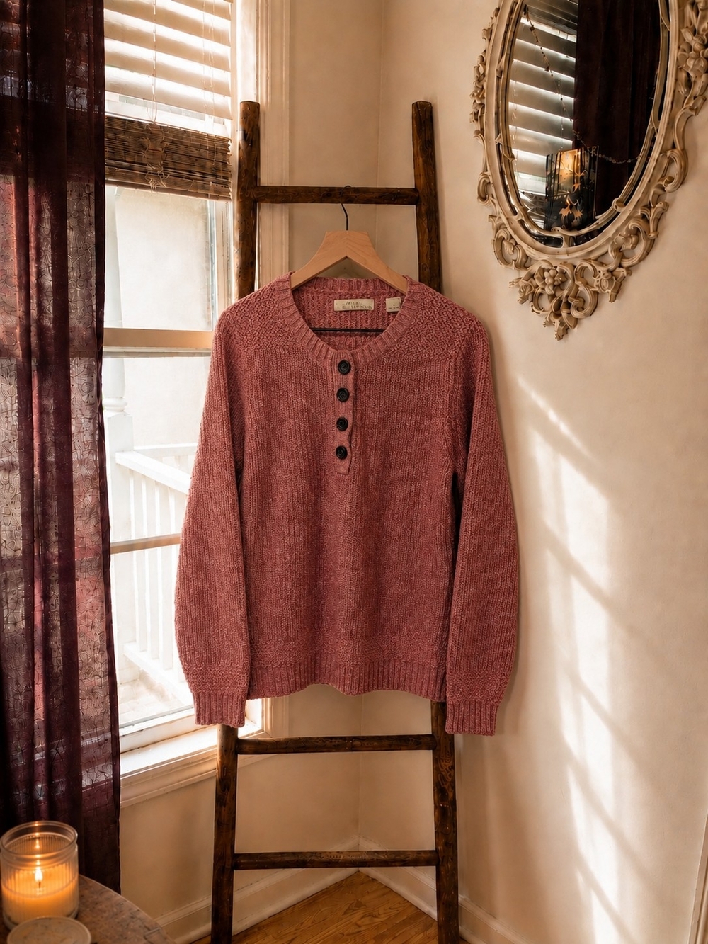 Women’s Dusty Pink Cotton Blend Henley